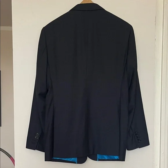 Men's Black Blazer with Blue Lining